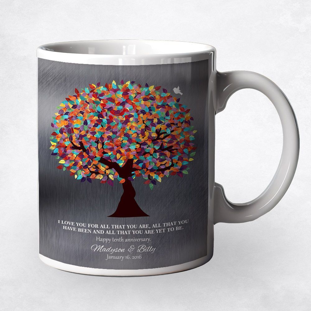 Tin Colorful Spring Tree 10th Anniversary Coffee Mug Gift for Couple M-1294