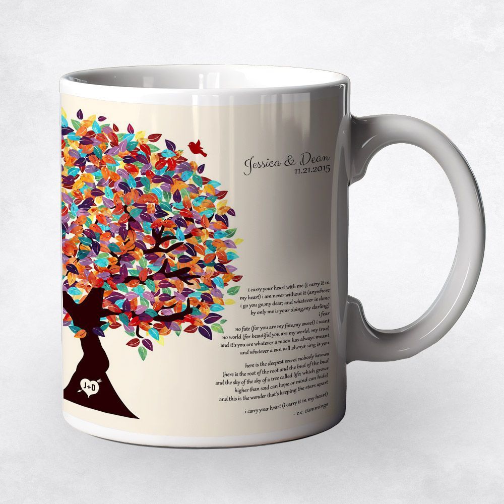 #1 Best Seller - Half Spring Tree 10th Anniversary Coffee Mug Gift for Couple M-1287