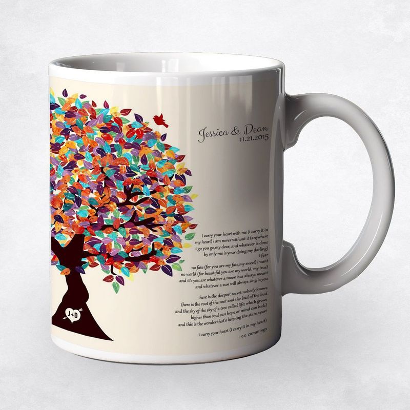 #1 Best Seller - Half Spring Tree 10th Anniversary Coffee Mug Gift for Couple M-1287