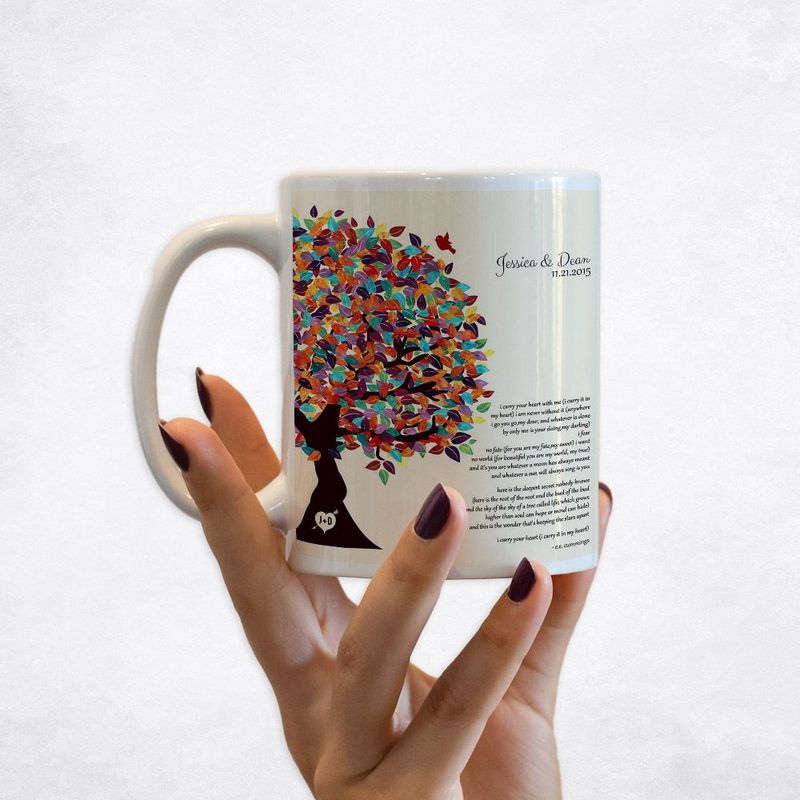 #1 Best Seller - Half Spring Tree 10th Anniversary Coffee Mug Gift for Couple M-1287