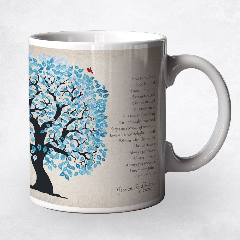 Half Artful Tree 10th Anniversary Coffee Mug Gift for Couple M-1280