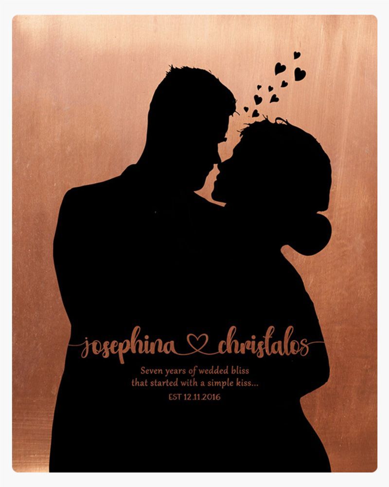 Copper Copper Couple Silhouette 7th Anniversary Wall Plaque Gift for Couple LTC-1858