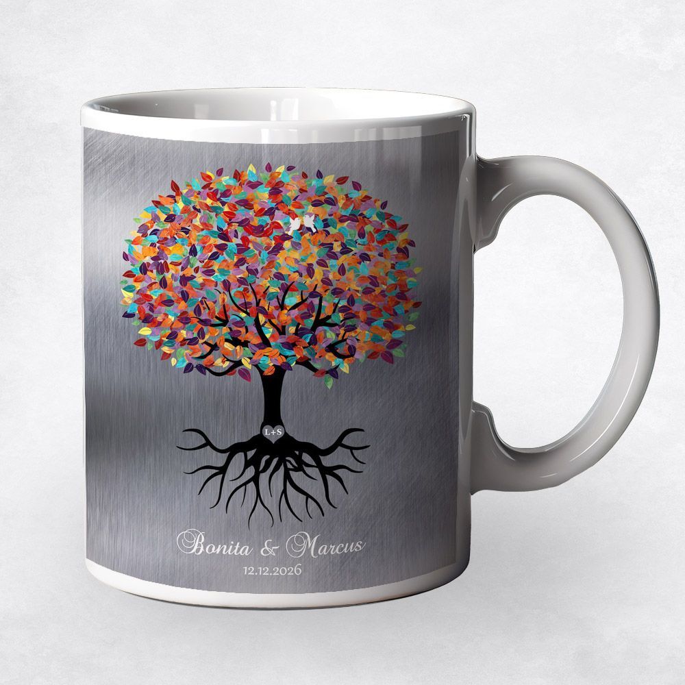 Tin Colorful Tree with Roots Engagement Coffee Mug Gift for Couple M-1423