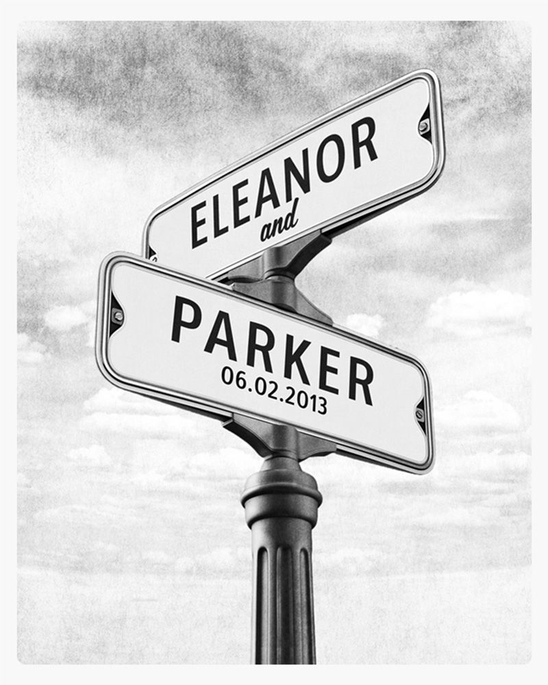 White Crossroads Signpost 2nd Anniversary Wall Plaque Gift for Couple LTC-1933