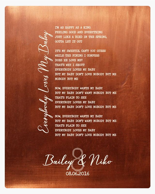 White Copper Our Song Lyrics 7th Anniversary Wall Plaque Gift for Couple LTC-1921