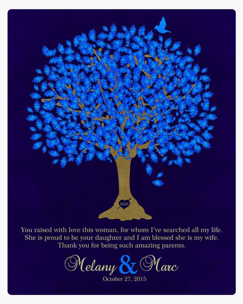 Blue Oak Tree Wedding Wall Plaque Gift for Mother Of The Bride LTC-1106