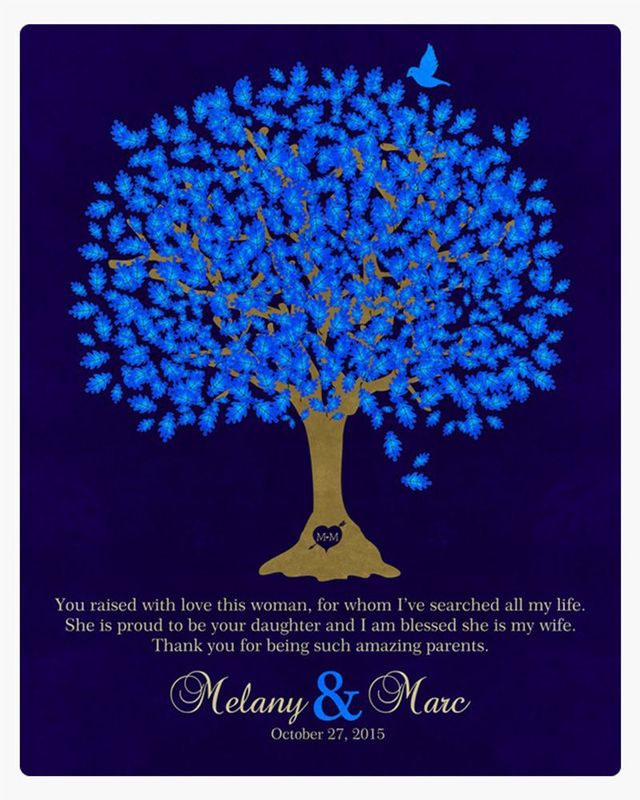 Blue Oak Tree Wedding Wall Plaque Gift for Mother Of The Bride LTC-1106