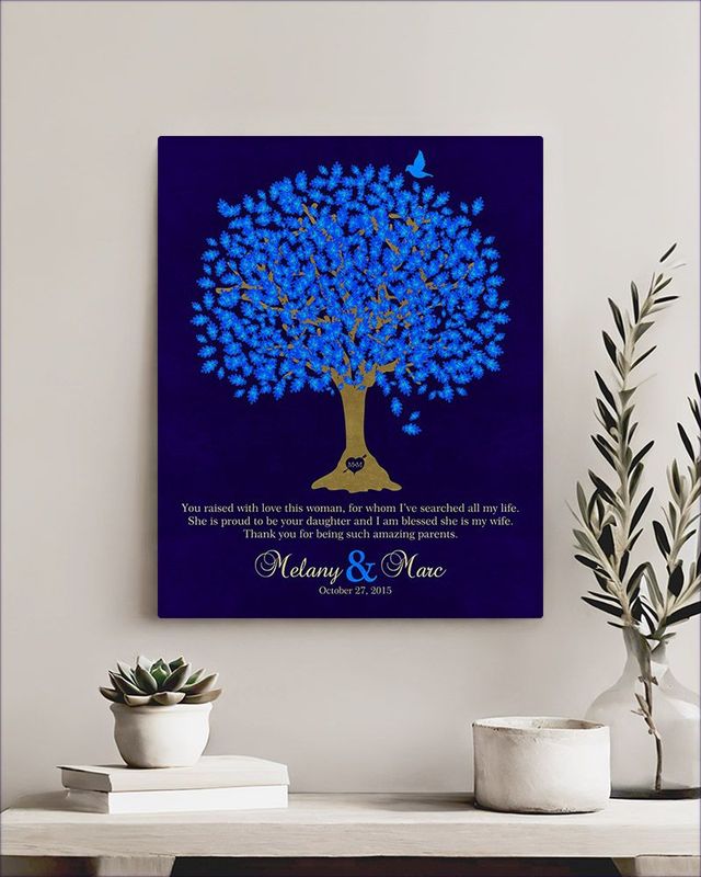 Blue Oak Tree Wedding Wall Plaque Gift for Mother Of The Bride LTC-1106