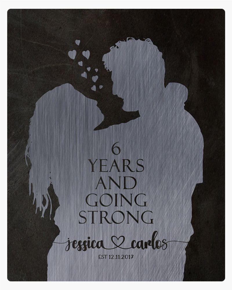 Silver Iron Couple Silhouette 6th Anniversary Wall Plaque Gift for Couple LTC-1861