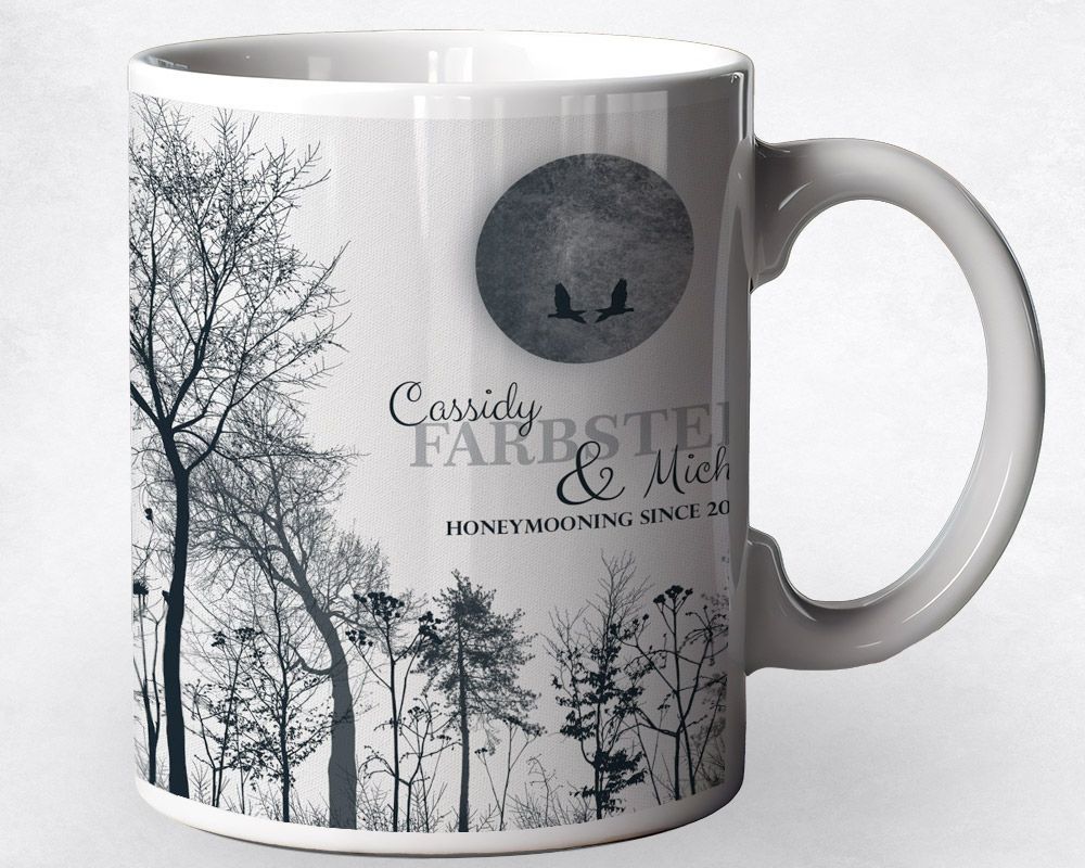 Full Moon Tree Forest Anniversary Coffee Mug Gift for Couple M-1149