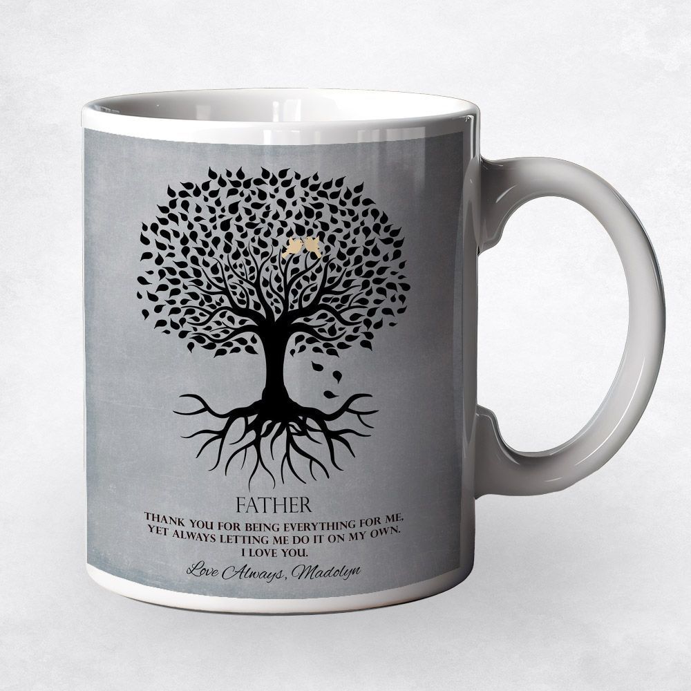 Rooted Tree Silhouette Family Ceramic Coffee Mug Gift For Dad M-1113