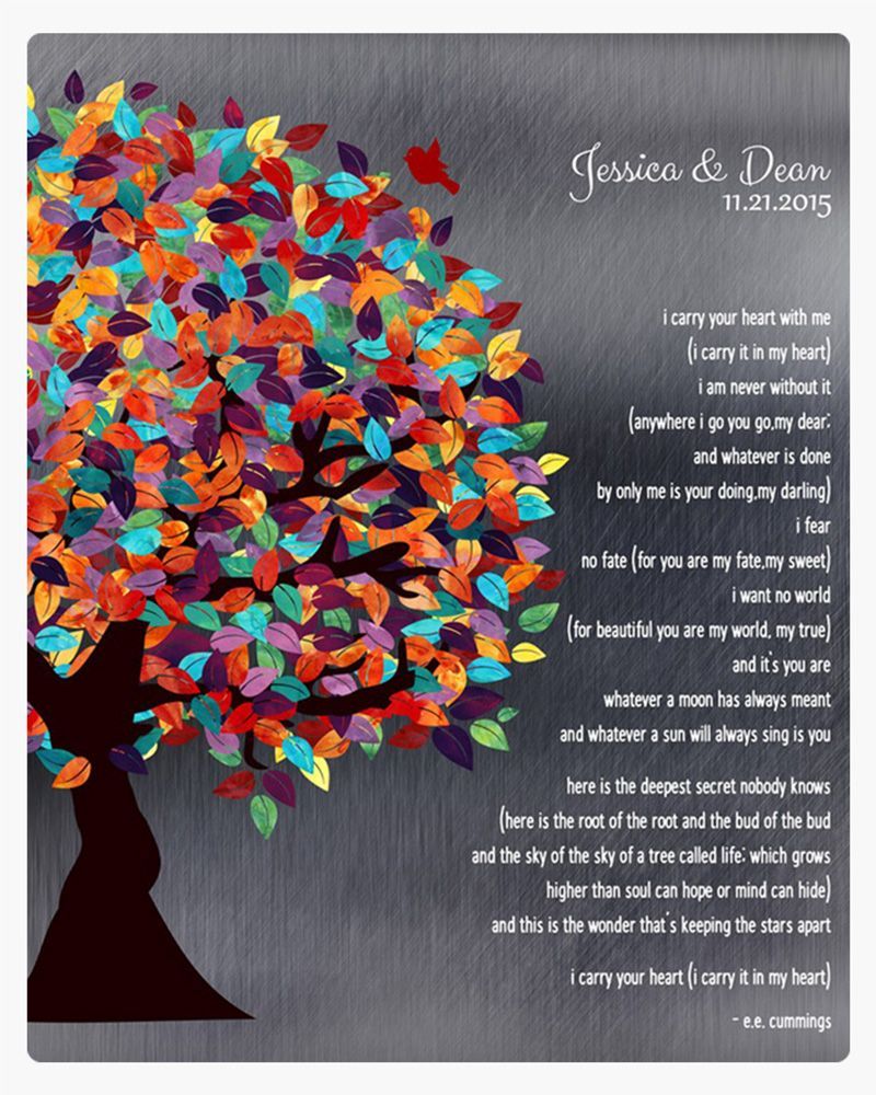 Multicolor Tin Half Spring Tree 10th Anniversary Wall Plaque Gift for Couple LTC-1291