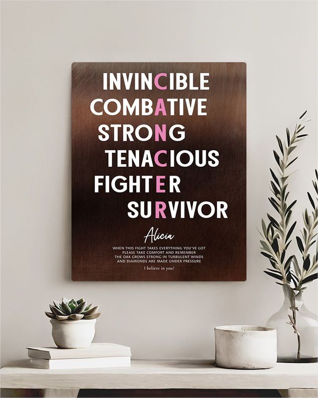 #1 Best Seller - Bronze Cancer Survivor Motivational Encouragement Encouragement Wall Plaque Gift for Family LTC-2165