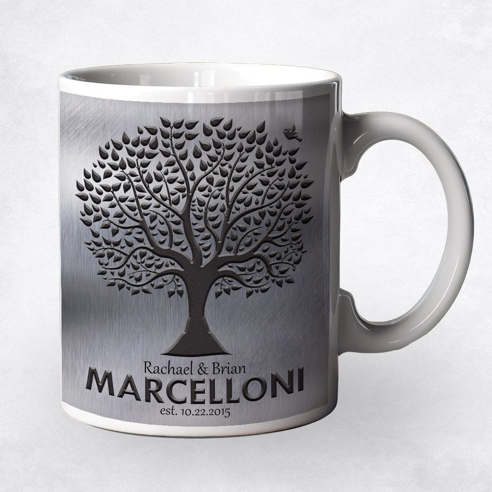 Tin Dark Tree Silhouette Wedding Coffee Mug Gift for Couple M-1212