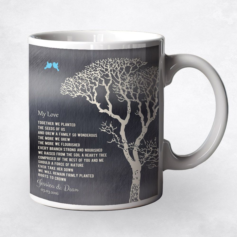 Tin Bare Tree 10th Anniversary Coffee Mug Gift for Couple M-1298