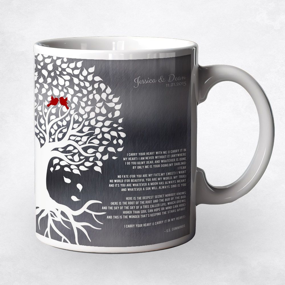 Tin Half Tree with Roots 10th Anniversary Coffee Mug Gift for Couple M-1282
