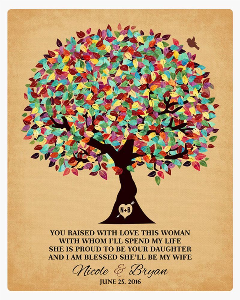 Gold Colorful Summer Tree Wedding Wall Plaque Gift for Mother Of The Bride LTC-1206