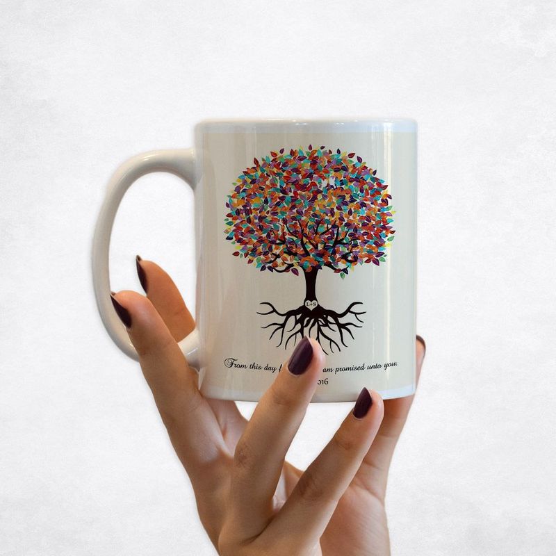 Colorful Tree with Roots Engagement Coffee Mug Gift for Couple M-1425
