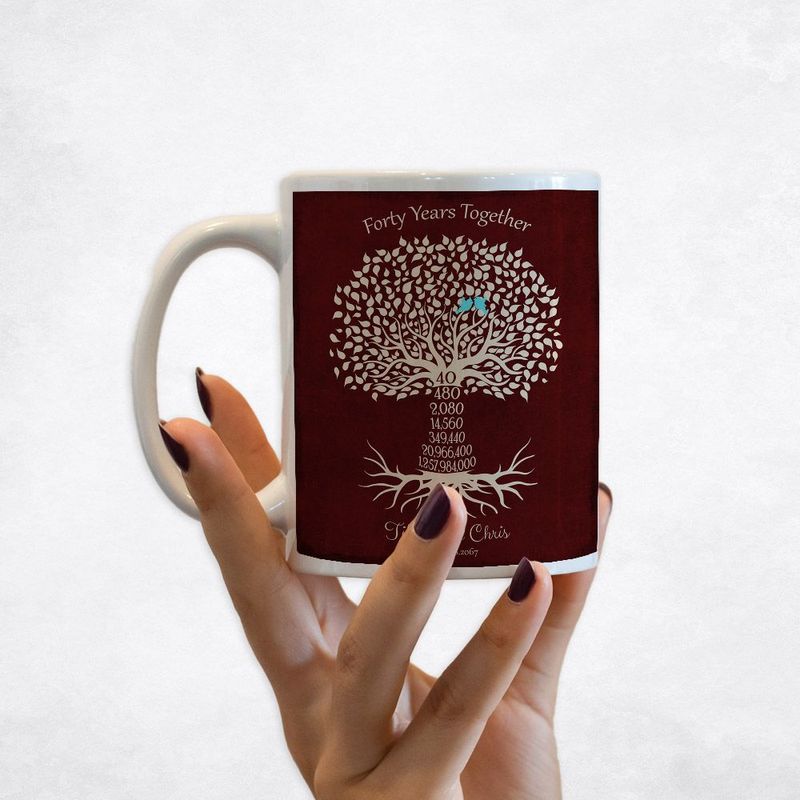 #1 Best Seller - Countdown Tree 40th Anniversary Coffee Mug Gift for Couple M-1454