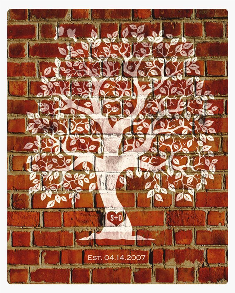 White Brick Artful Tree 8th Anniversary Wall Plaque Gift for Couple LTC-1384