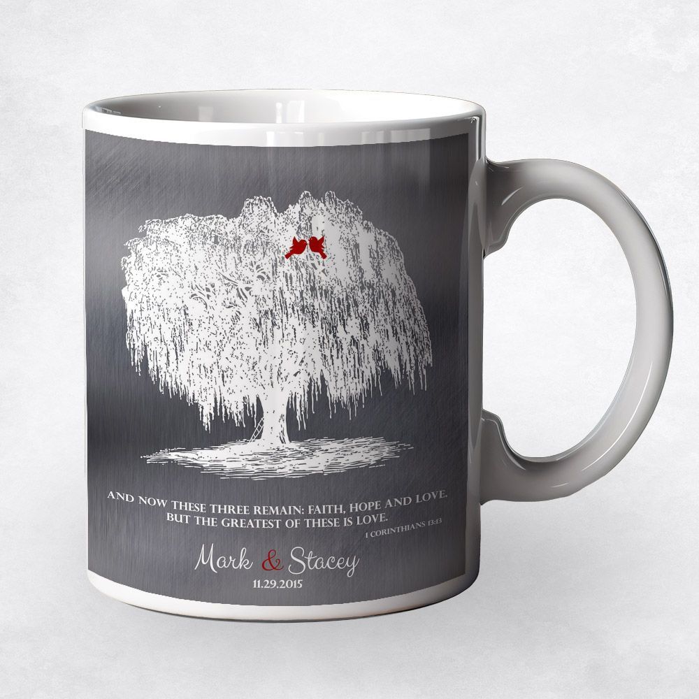 Tin Willow Silhouette 10th Anniversary Coffee Mug Gift for Couple M-1412