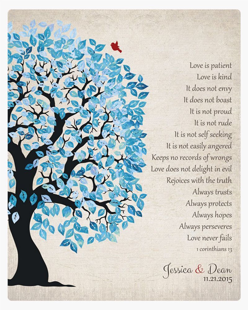 Blue Half Artful Tree 10th Anniversary Wall Plaque Gift for Couple LTC-1280