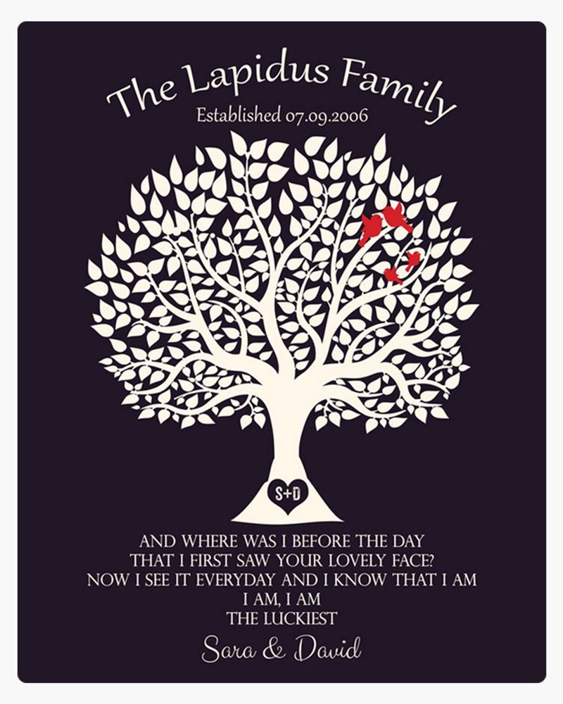 Purple Tree Silhouette Anniversary Wall Plaque Gift for Couple LTC-1358