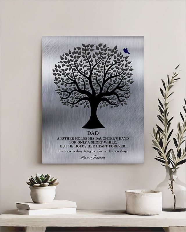 Black Tin Tree Silhouette Wedding Wall Plaque Gift for Father LTC-1351