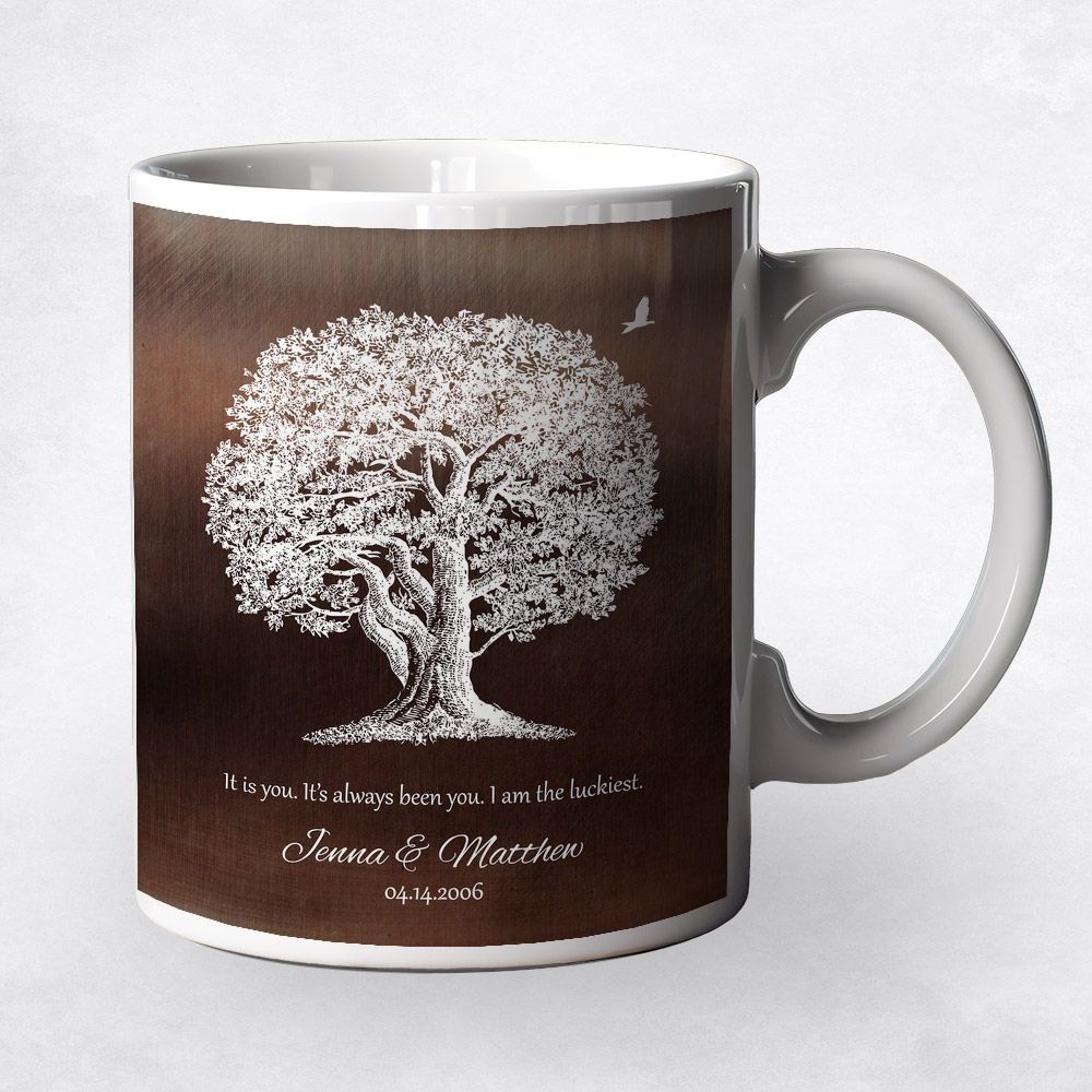 Bronze Oak Tree 8th Anniversary Coffee Mug Gift for Couple M-1394