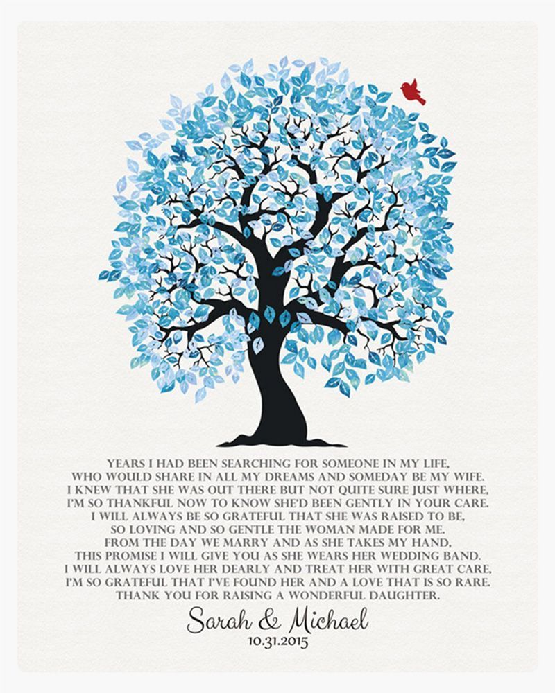 Blue Artful Tree Wedding Wall Plaque Gift for Mother Of The Bride LTC-1267