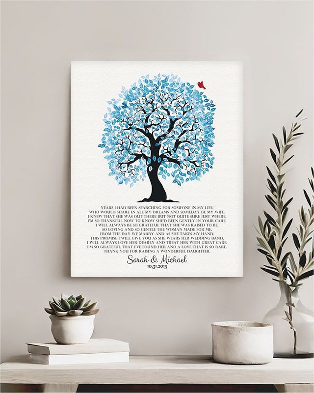 Blue Artful Tree Wedding Wall Plaque Gift for Mother Of The Bride LTC-1267