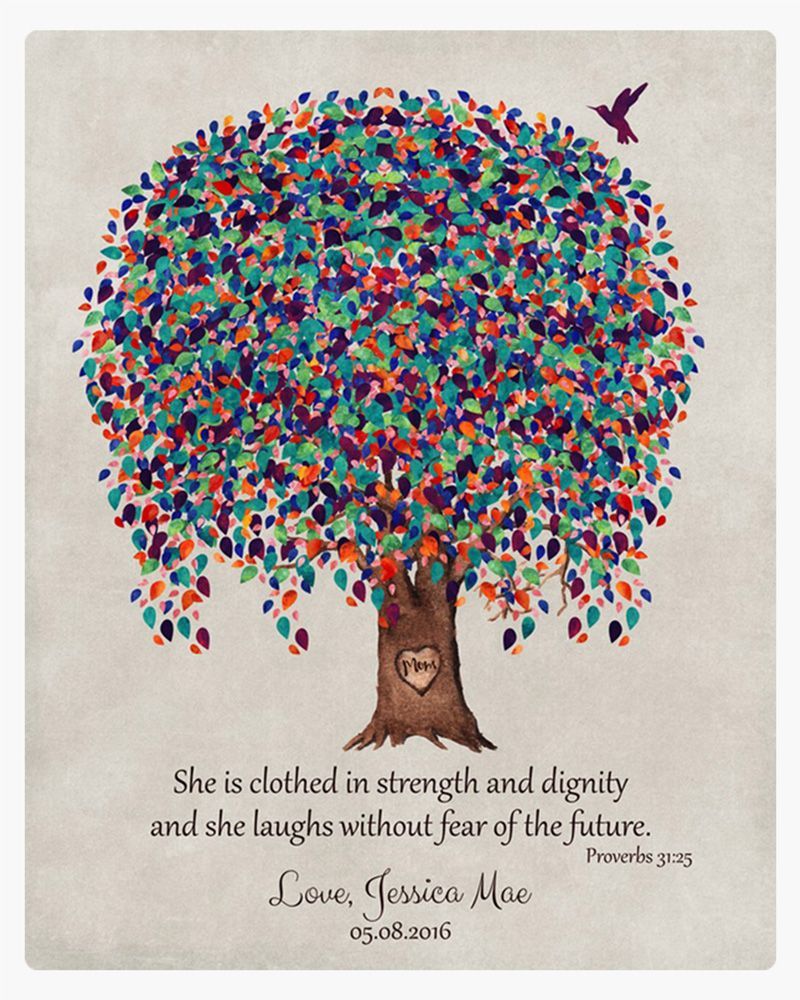 Colorful Willow Tree Carved Initials Mother&#39;s Day Wall Plaque Gift for Mom LTC-1227