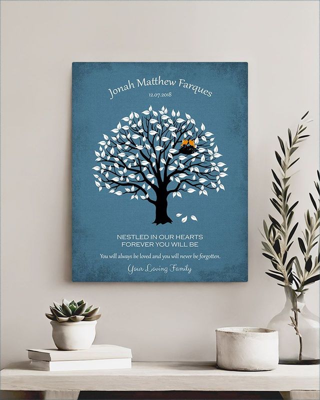 Blue Magnolia Tree Memorial Wall Plaque Gift for Bereaved Parents LTC-1207