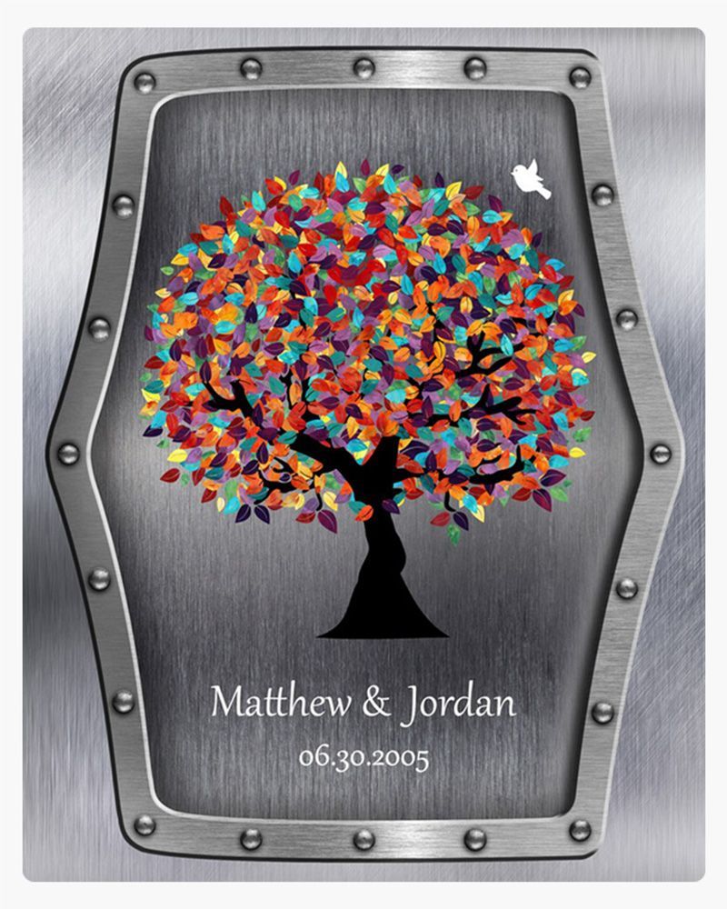 Multicolor Steel Colorful Spring Tree 11th Anniversary Wall Plaque Gift for Couple LTC-1376