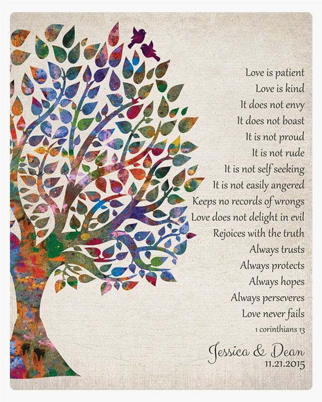 #1 Best Seller - Half Watercolor Tree 10th Anniversary Wall Plaque Gift for Couple LTC-1274