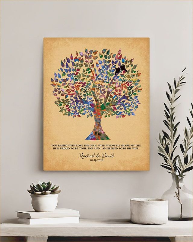 Gold Watercolor Tree Wedding Wall Plaque Gift for Mother Of The Groom LTC-1260