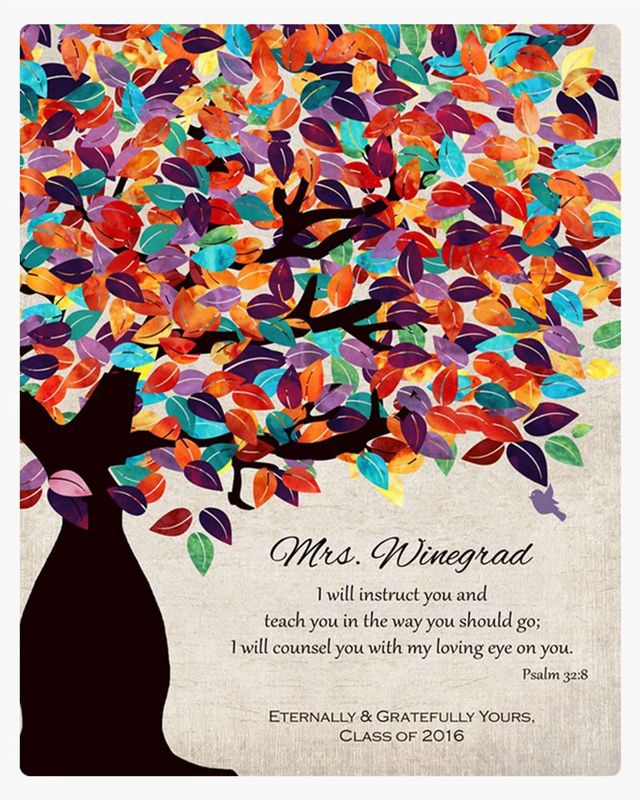 Multicolor Colorful Spring Tree Teacher Appreciation Wall Plaque Gift for Educator LTC-1235