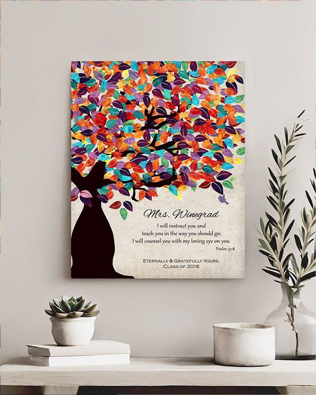 Multicolor Colorful Spring Tree Teacher Appreciation Wall Plaque Gift for Educator LTC-1235
