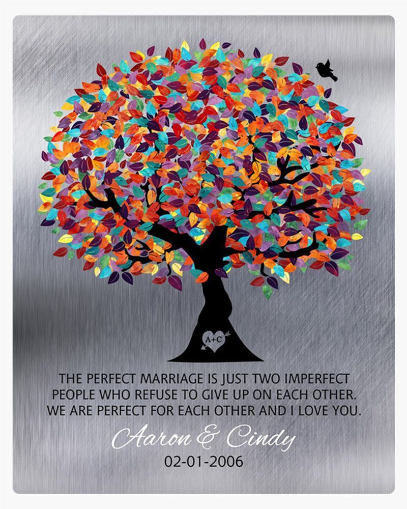 Multicolor Tin Colorful Spring Tree 10th Anniversary Wall Plaque Gift for Couple LTC-1208