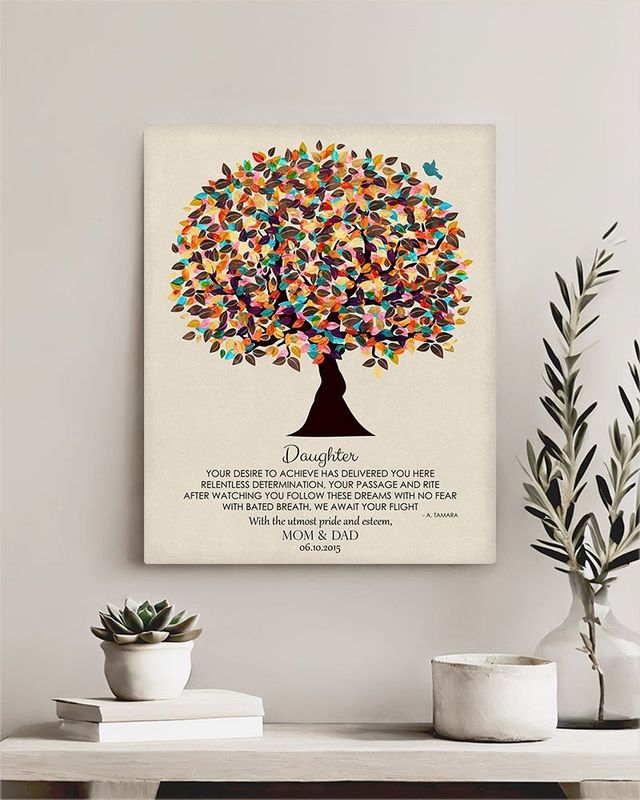 Multicolor Late Spring Tree graduation Wall Plaque Gift for Daughter LTC-1310