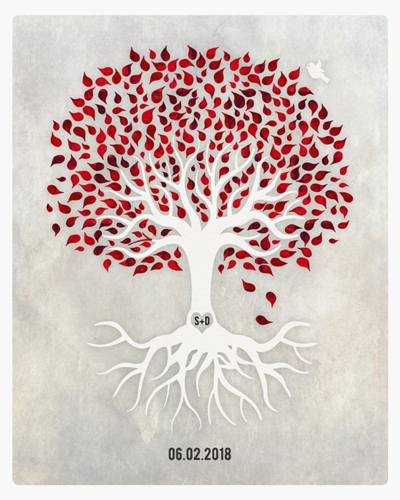 Red Garnet Treed Anniversary Wall Plaque Gift for Couple LTC-1546