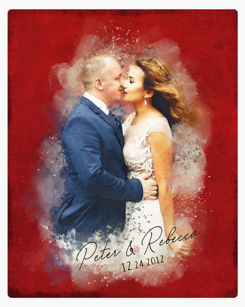 Multicolor Red Tin Watercolor Portrait 40th Anniversary Wall Plaque Gift for Couple LTC-1842