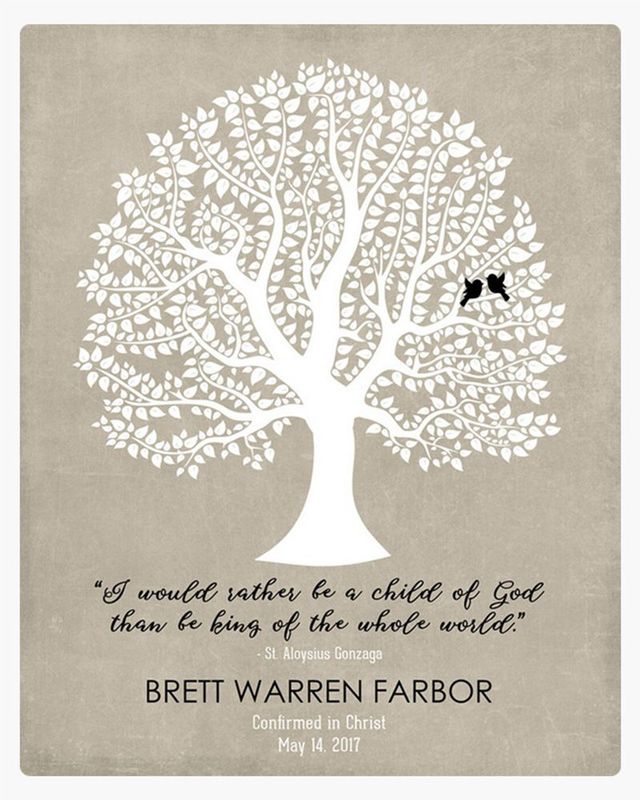 Beige Curly Tree Faith Milestone Wall Plaque Gift for Godchild LTC-1459