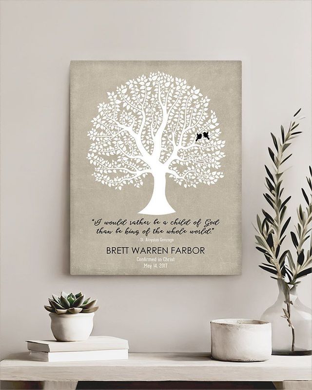 Beige Curly Tree Faith Milestone Wall Plaque Gift for Godchild LTC-1459