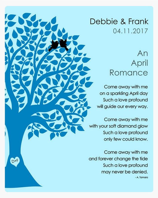 Blue Half Silhouette Tree Engagement Wall Plaque Gift for Couple LTC-1704