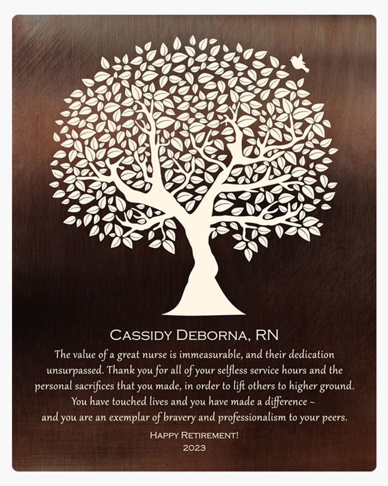 #1 Best Seller - Bronze Tree Silhouette Leadership Appreciation Wall Plaque Gift for Nurse LTC-1561