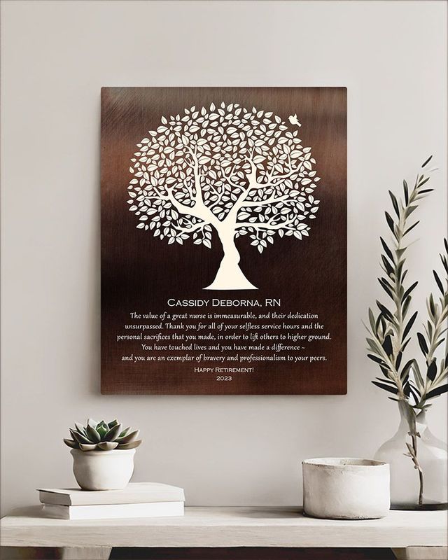 #1 Best Seller - Bronze Tree Silhouette Leadership Appreciation Wall Plaque Gift for Nurse LTC-1561