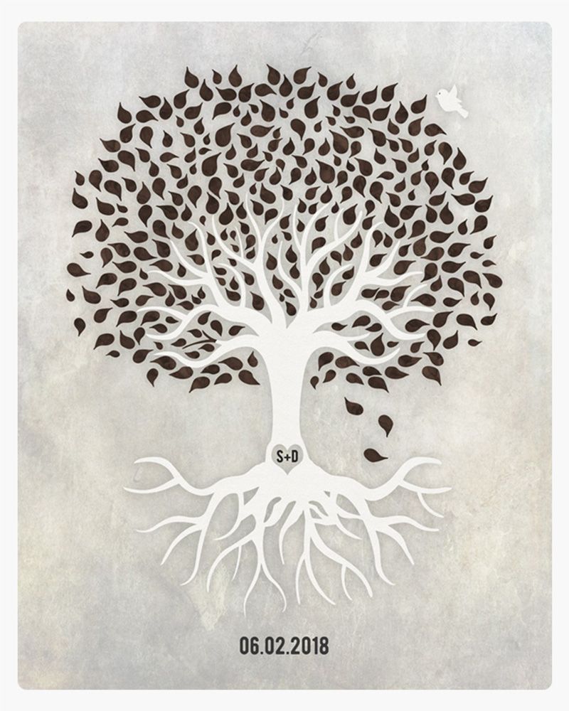 Brown White Canopy Tree Anniversary Wall Plaque Gift for Couple LTC-1535