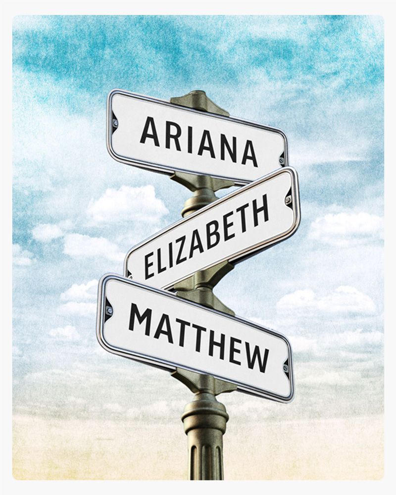 White Family Signpost 3 Names 2nd Anniversary Wall Plaque Gift for Couple LTC-1940