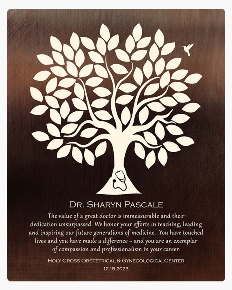 White Bronze Olive Tree Leadership Appreciation Wall Plaque Gift for Doctor LTC-1866